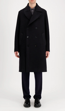 Men long peacoat boiled wool